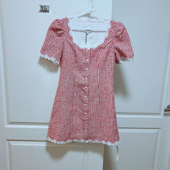 Reformation Anabella Button Mini Dress Short Sleeve Size 6 - Picture 4 of 7